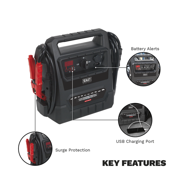 Sealey PBI4424GS ⏐ 12/24V RoadStart® Emergency Jump Starter 4600 Peak Amps
