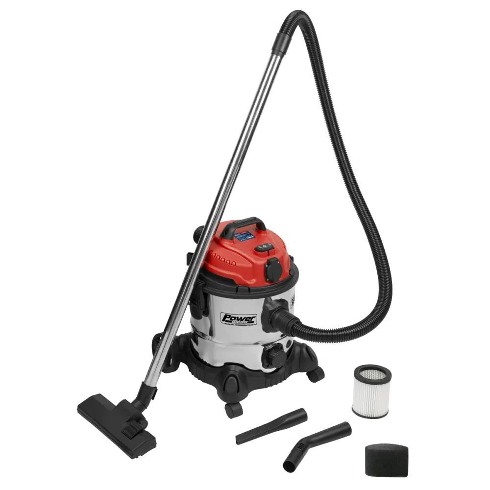Sealey PC200SDAUTO ⏐ Industrial Vacuum Cleaner Stainless Drum Auto Start 20L 1400W