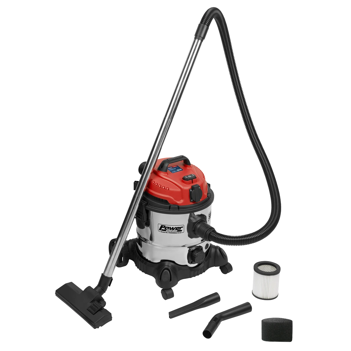 Sealey PC200SDAUTO ⏐ Industrial Vacuum Cleaner Stainless Drum Auto Start 20L 1400W