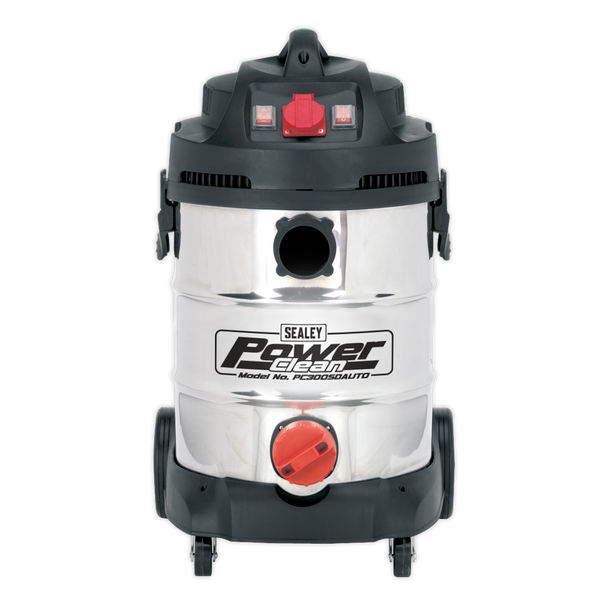 Sealey PC300SDAUTO ⏐ Industrial Vacuum Cleaner Stainless Steel Drum Auto Start 30L 1400W/230V