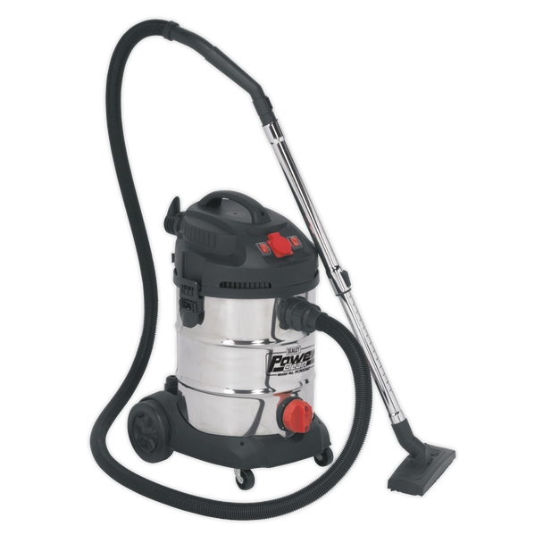 Sealey PC300SDAUTO ⏐ Industrial Vacuum Cleaner Stainless Steel Drum Auto Start 30L 1400W/230V