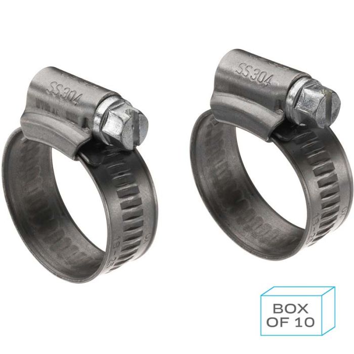 PCL PC1116SS | Worm Drive Hose Clip (11-16mm), 304 Stainless Steel (Supplied in a Box of 10)