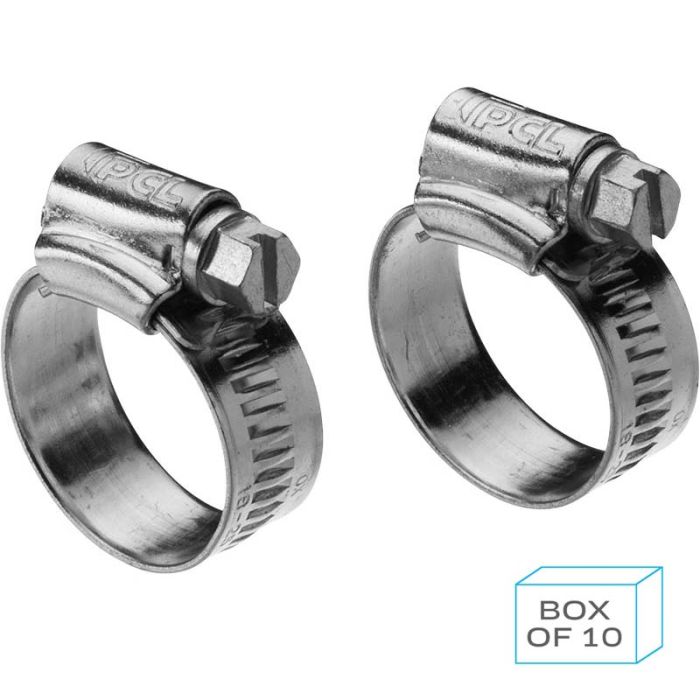 PCL PC3040 | Worm Drive Hose Clip (30-40mm), Mild Steel Zinc Plated (Supplied in a Box of 10)