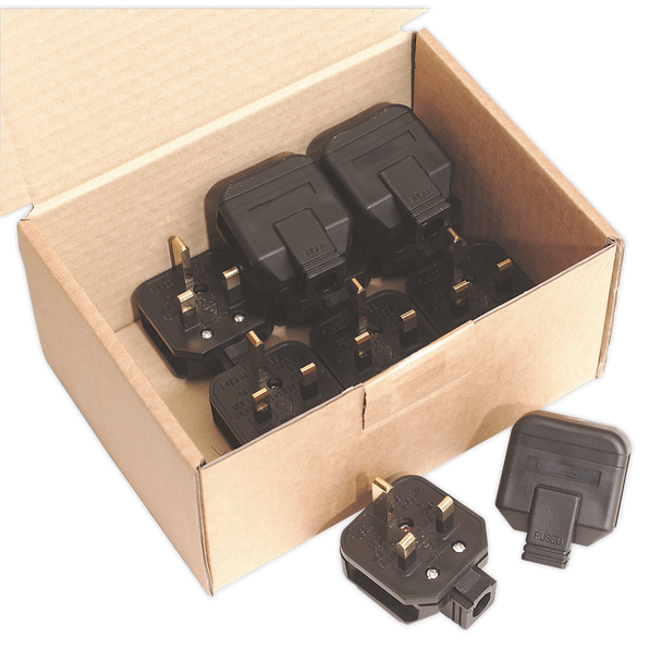 Sealey PL/13/3 ⏐ 13A Heavy-Duty Plug, Black - Pack of 10
