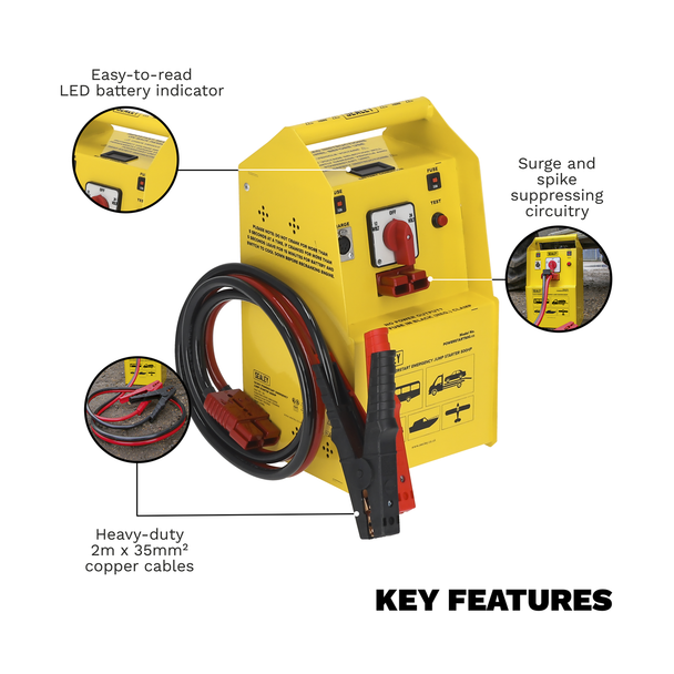 Sealey POWERSTART500 ⏐ 12/24V Emergency Jump Starter 500hp Start
