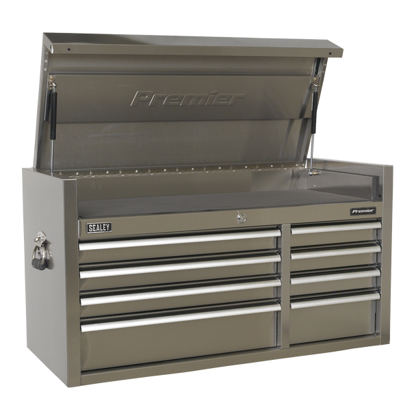 Sealey PTB104008SS ⏐ Premier™ Heavy-Duty Extra-Wide Topchest 8 Drawer 1055mm - Stainless Steel