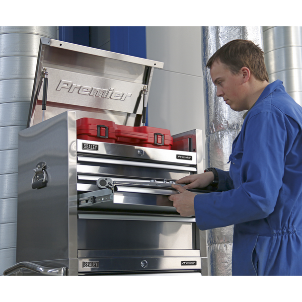 Sealey PTB66004SS ⏐ Premier™ Heavy-Duty Topchest 4 Drawer 675mm - Stainless Steel