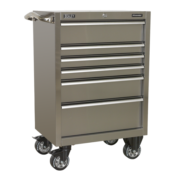 Sealey PTB67506SS ⏐ Premier™ Heavy-Duty Rollcab 6 Drawer 675mm - Stainless Steel