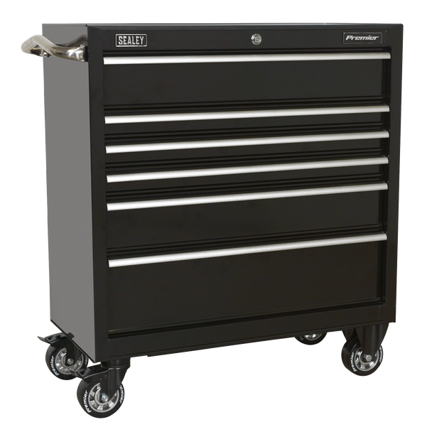 Sealey PTB93006 ⏐ Premier™ Heavy-Duty Rollcab 930mm 6 Drawer - Black