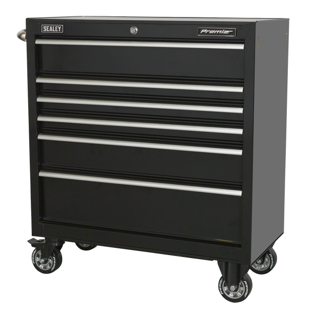 Sealey PTB93006 ⏐ Premier™ Heavy-Duty Rollcab 930mm 6 Drawer - Black