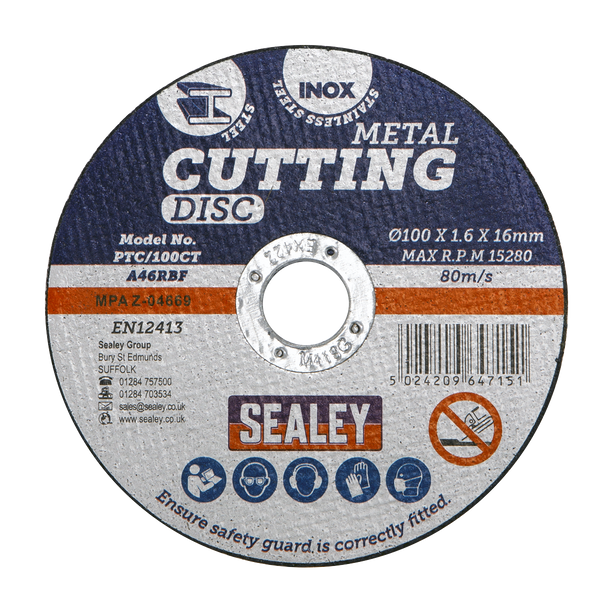 Sealey PTC/100CT ⏐ 100 x 1.6mm Cutting Disc 16mm Bore