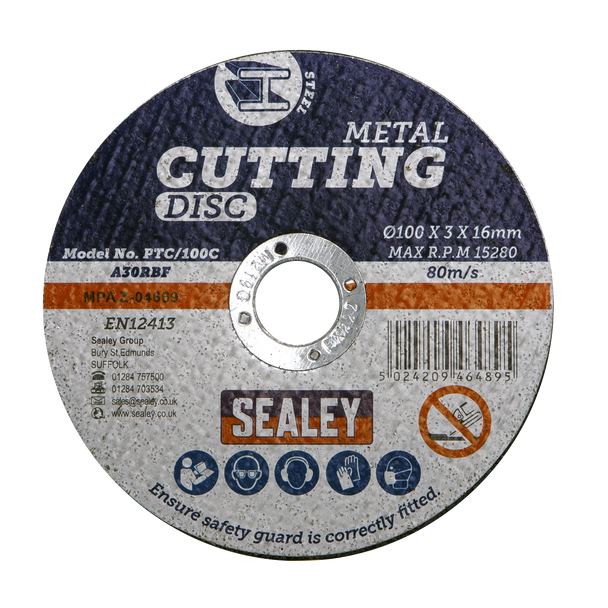 Sealey PTC/100C ⏐ 100 x 3mm Cutting Disc 16mm Bore