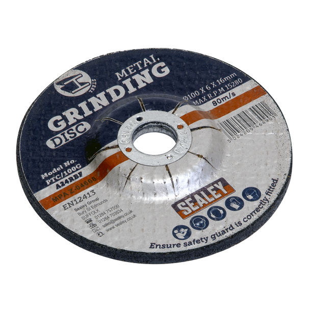 Sealey PTC/100G ⏐ 100 x 6mm Grinding Disc 16mm Bore