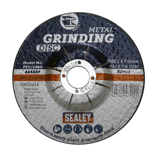Sealey PTC/100G ⏐ 100 x 6mm Grinding Disc 16mm Bore