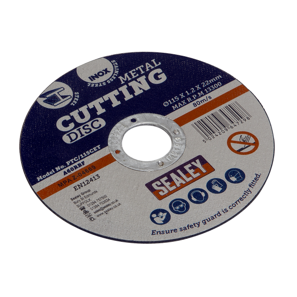 Sealey PTC/115CET ⏐ 115 x 1.2mm Cutting Disc 22mm Bore
