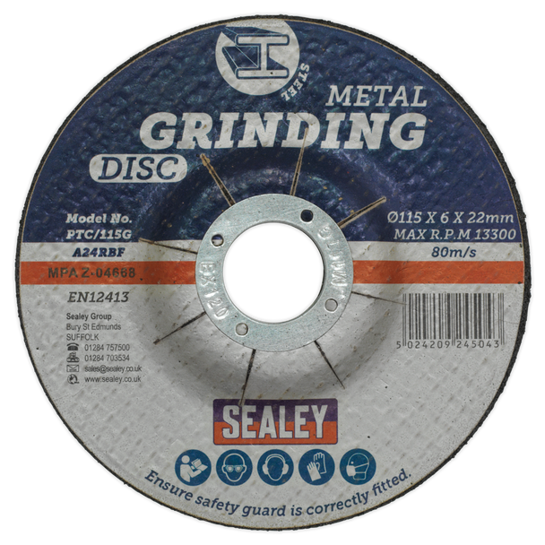 Sealey PTC/115G ⏐ 115 x 6mm Grinding Disc 22mm Bore