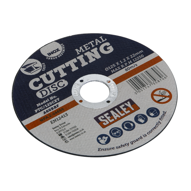 Sealey PTC/125CET ⏐ 125 x 1.2mm Cutting Disc 22mm Bore