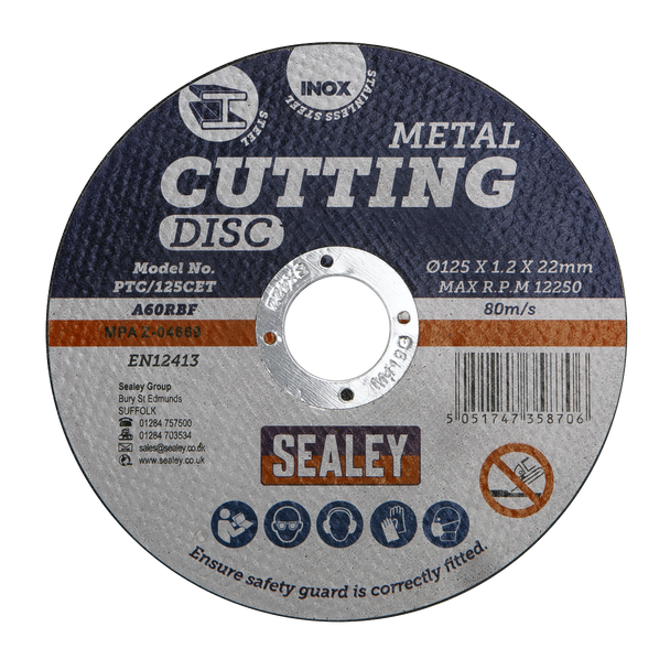 Sealey PTC/125CET ⏐ 125 x 1.2mm Cutting Disc 22mm Bore