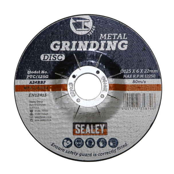 Sealey PTC/125G ⏐ 125 x 6mm Grinding Disc 22mm Bore