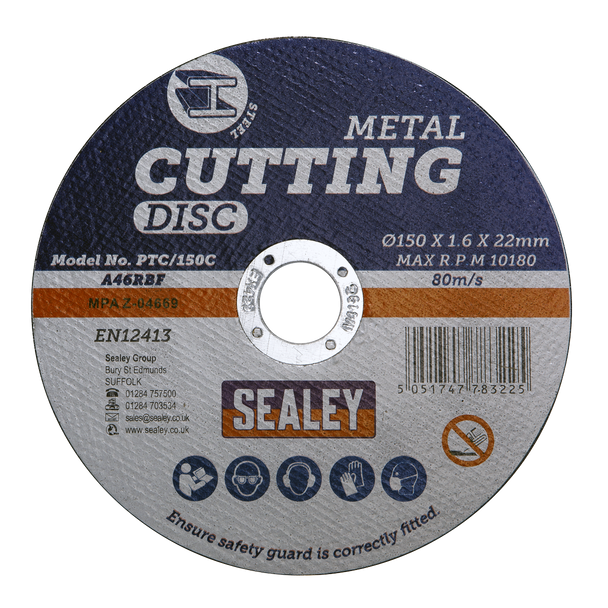 Sealey PTC/150C ⏐ 150 x 1.6mm Cutting Disc 22mm Bore