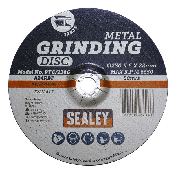 Sealey PTC/230G ⏐ 230 x 6mm Grinding Disc 22mm Bore