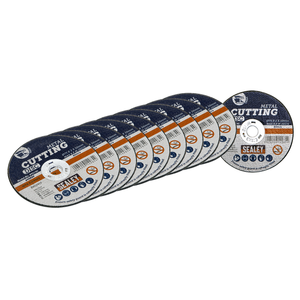 Sealey PTC/3C10 ⏐ 75 x 2mm Cutting Disc 10mm Bore - Pack of 10