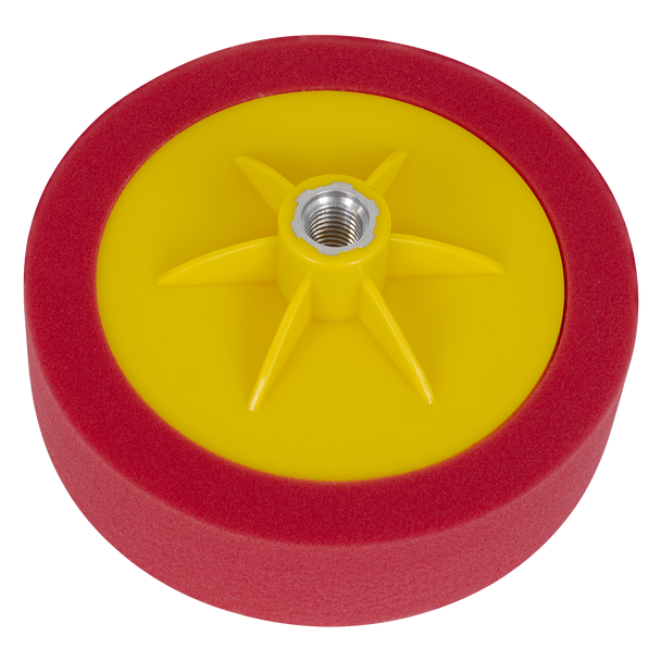 Sealey PTC/CH/M14-R ⏐ 150 x 50mm Buffing & Polishing Foam Head M14 x 2mm - Red/Ultra-Soft
