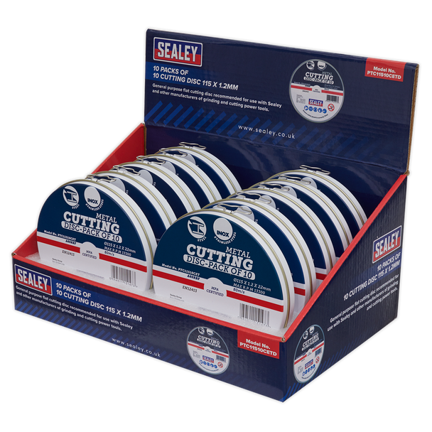 Sealey PTC11510CETD ⏐ 115 x 1.2mm Cutting Discs, Packs of 10 - Display Box 10