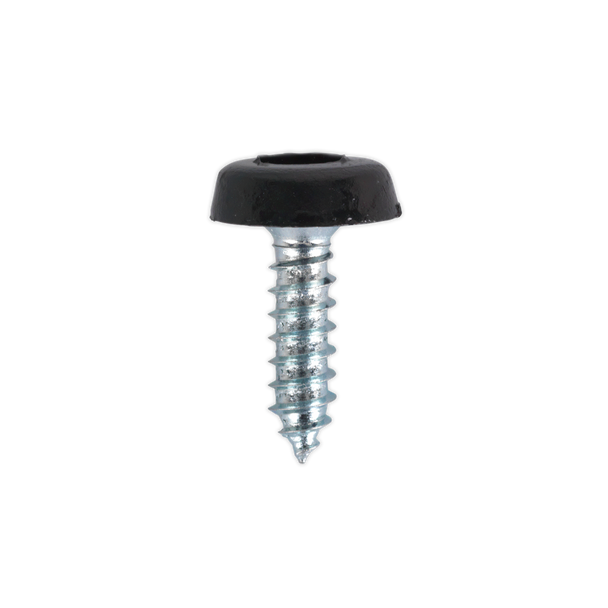 Sealey PTNP3 ⏐ Numberplate Screw with Plastic Enclosed Head 4.8 x 18mm, Black - Pack of 50