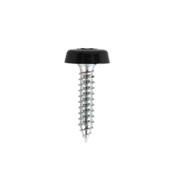 Sealey PTNP7 ⏐ Numberplate Screw with Plastic Enclosed Head 4.8 x 24mm, Black - Pack of 50