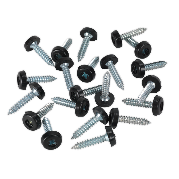 Sealey PTNP7 ⏐ Numberplate Screw with Plastic Enclosed Head 4.8 x 24mm, Black - Pack of 50