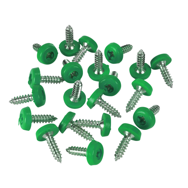 Sealey PTNPG ⏐ Numberplate Screws 4.8 x 18mm, Green - Pack of 50