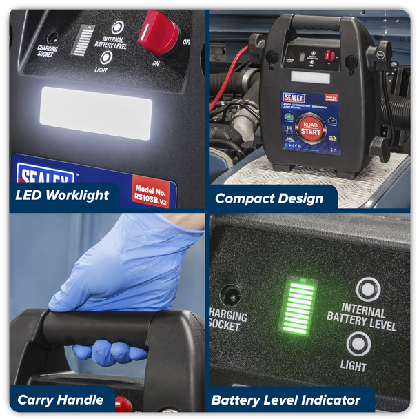 Sealey RS103B ⏐ RoadStart® 12V Emergency 8-Cylinder Jump Starter 5L