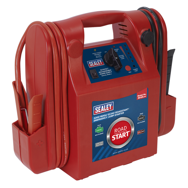 Sealey RS105 ⏐ RoadStart® 12/24V Emergency Jump Starter 3200/1600 Peak Amps