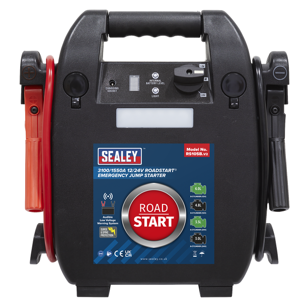 Sealey RS105B ⏐ RoadStart® 12/24V Emergency 8-Cylinder Jump Starter 6L