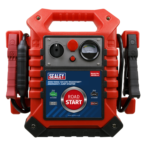 Sealey RS125 ⏐ RoadStart® 12/24V Emergency Jump Starter 3000/1500 Peak Amps