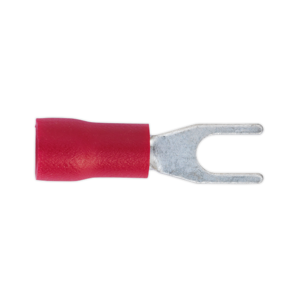 Sealey RT13 ⏐ Easy-Entry Fork Terminal 3.7mm (4BA), Red - Pack of 100
