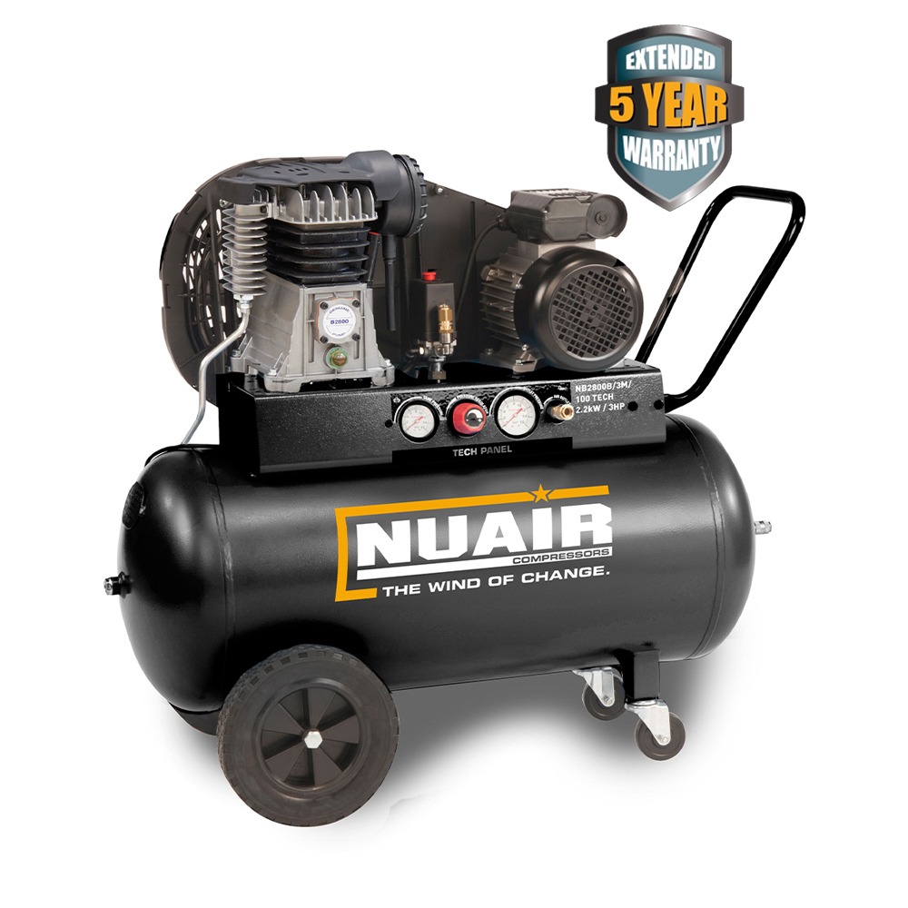 Nuair NB2800B/100/3M TECH PRO (230 Volt) (13 Amp) | 12.5 CFM Piston Air Compressor