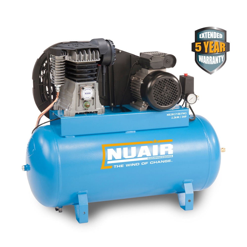 Nuair NB28C/100 FM3 PRO - 13A STATIONARY (230 Volt) | 12.5 CFM Piston Air Compressor