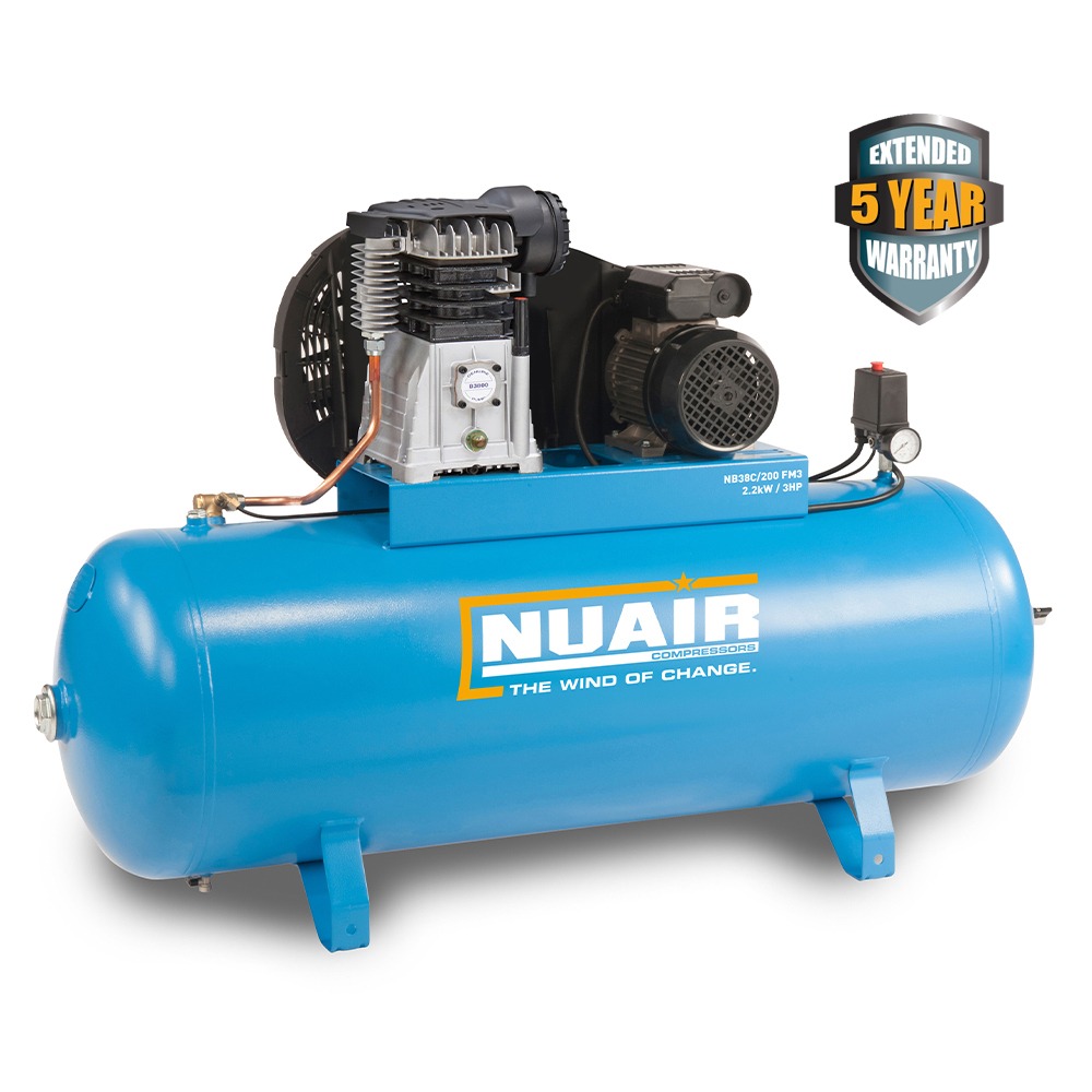 Nuair NB38C/150 FM3 PRO - 16A STATIONARY (230 Volt) | 13.95 CFM Piston Air Compressor