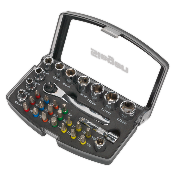Sealey S01036 ⏐ Siegen Socket & Bit Set 1/4"Sq Drive 31pc
