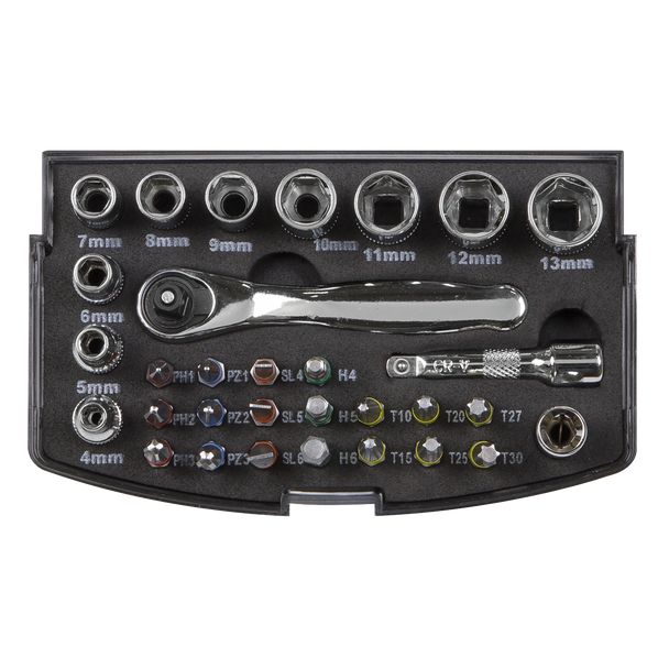 Sealey S01036 ⏐ Siegen Socket & Bit Set 1/4"Sq Drive 31pc