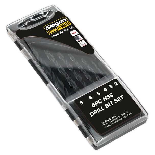 Sealey S01039 ⏐ Siegen HSS Drill Bit Set 6pc - DIN 338