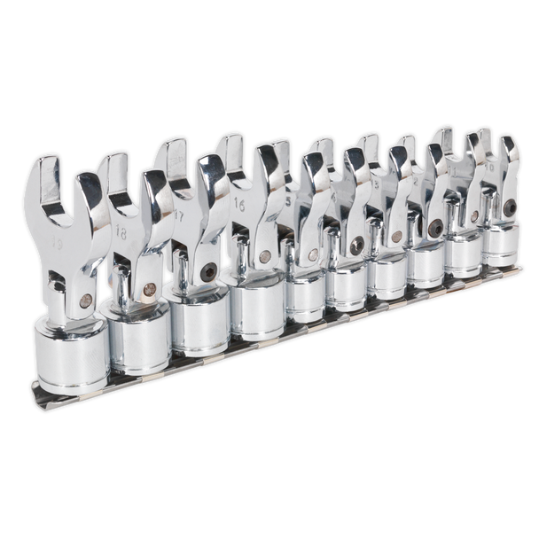 Sealey S01043 ⏐ Siegen Flexible Crow's Foot Open-End Spanner Set 3/8"Sq Drive 10pc