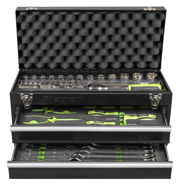 Sealey S01055 ⏐ Siegen Portable Tool Chest 2 Drawer with Tool Kit 90pc