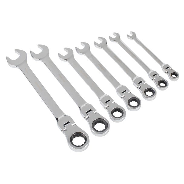 Sealey S01143 ⏐ Flexi-Head Combination Ratchet Spanner Set 7pc