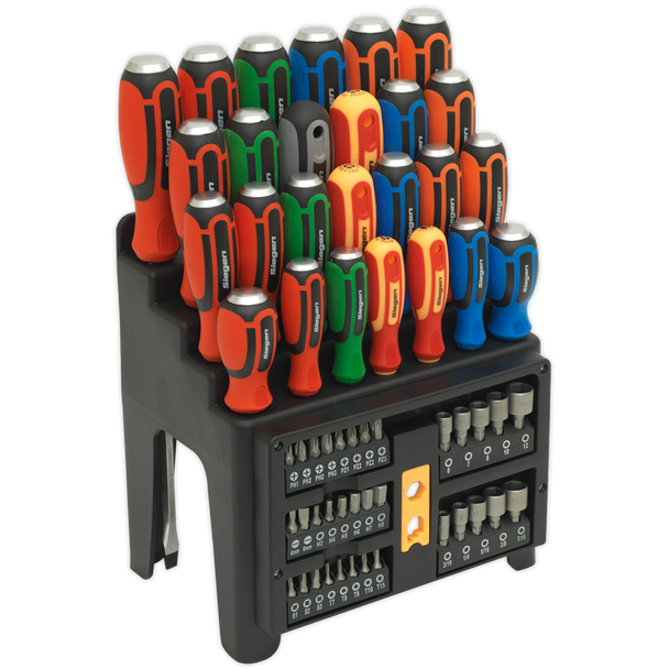 Sealey S01153 ⏐ Siegen Hammer-Thru Screwdriver, Bit & Nut Driver Set 61pc