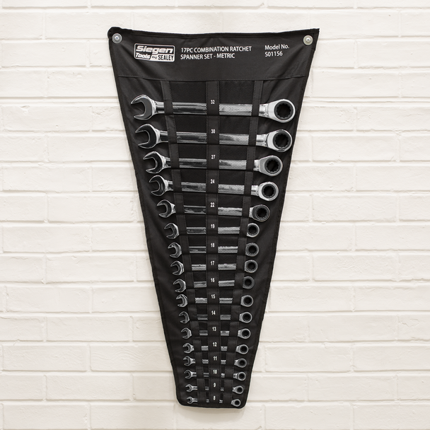 Sealey S01156 ⏐ Siegen Combination Ratchet Spanner Set 17pc