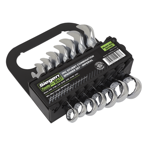 Sealey S01190 ⏐ Siegen Imperial Stubby Combination Spanner Set 7pc