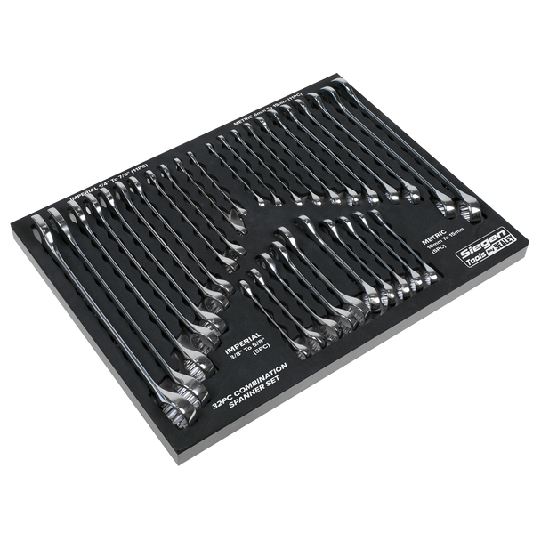 Sealey S01239 ⏐ Siegen Metric/Imperial Combination Spanner Set 32pc